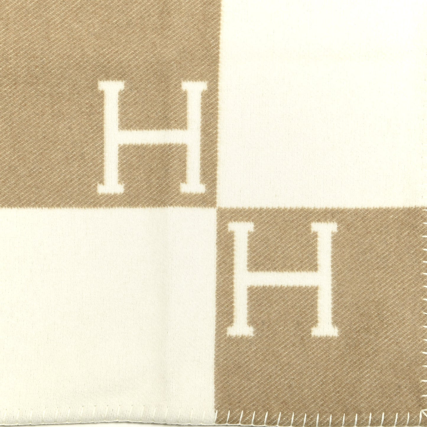 Wool Cashmere Avalon Blanket Noisette Moyen White
