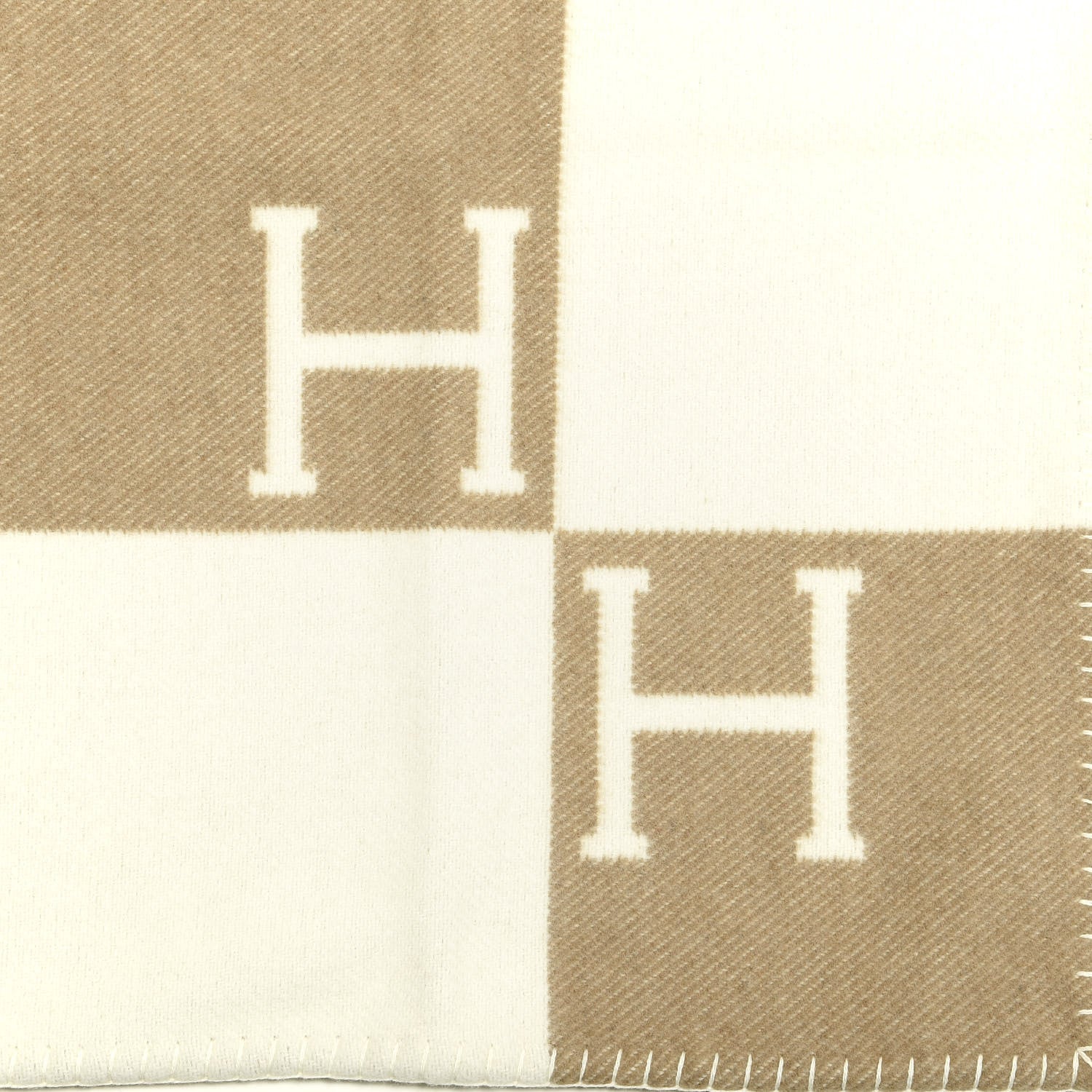 Hermes Wool Cashmere Avalon Blanket Noisette Moyen White 2 of 3