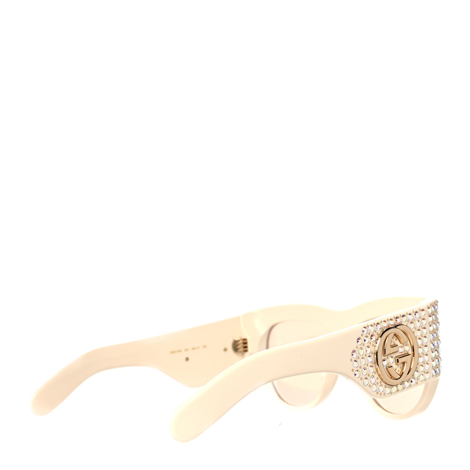 Gucci Acetate Crystal Oversize Hollywood Forever Sunglasses GG0144S Ivory 4 of 8