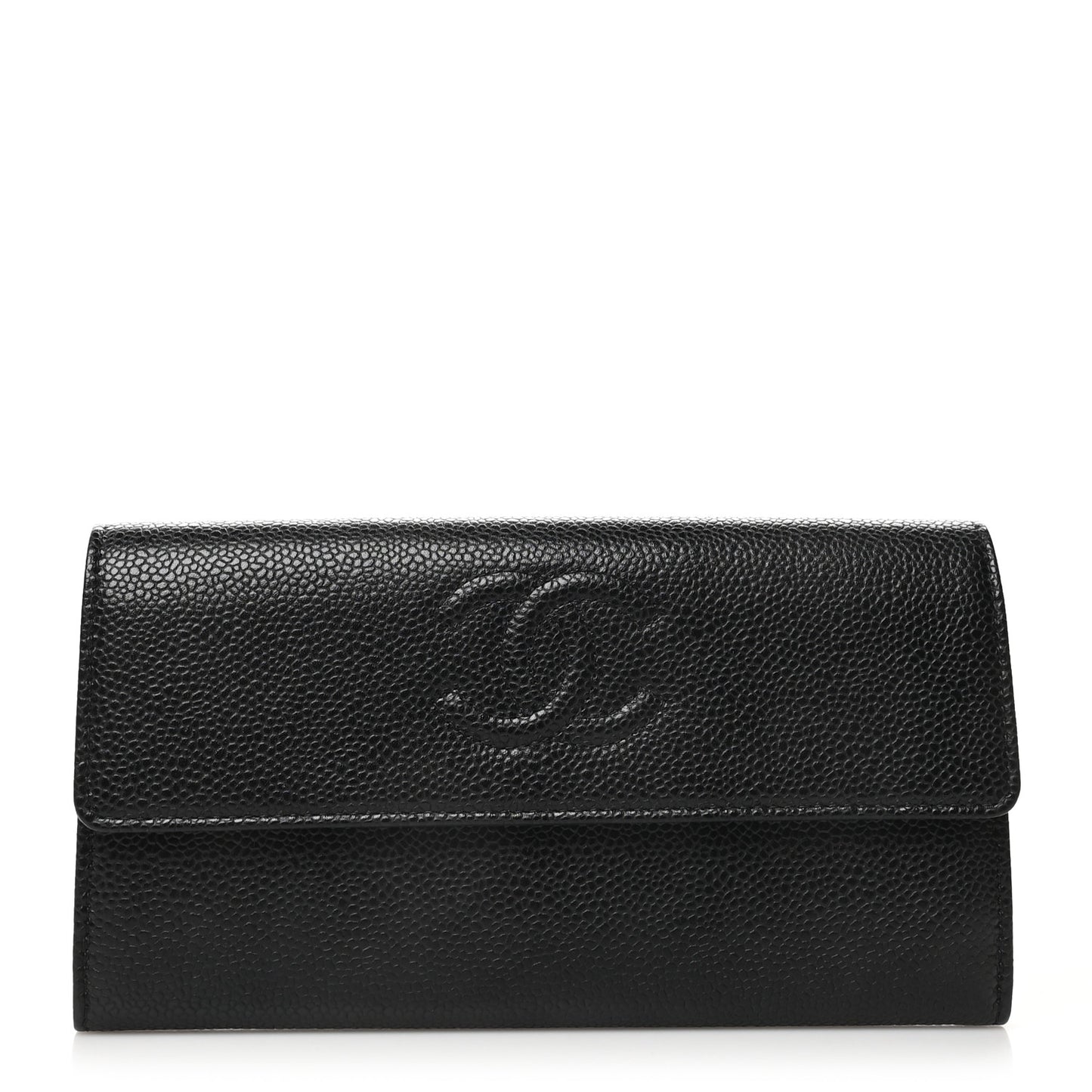 Caviar Timeless CC Large Gusset Flap Wallet Black