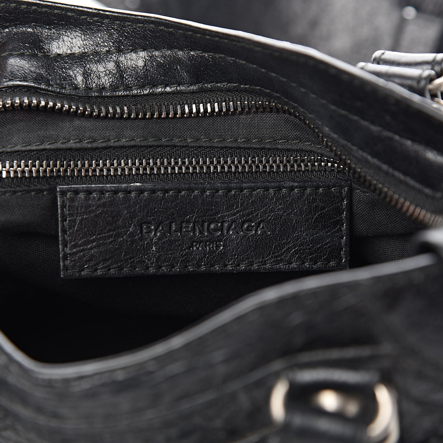 Agneau Silver Metallic Edge Hardware Mini City Black