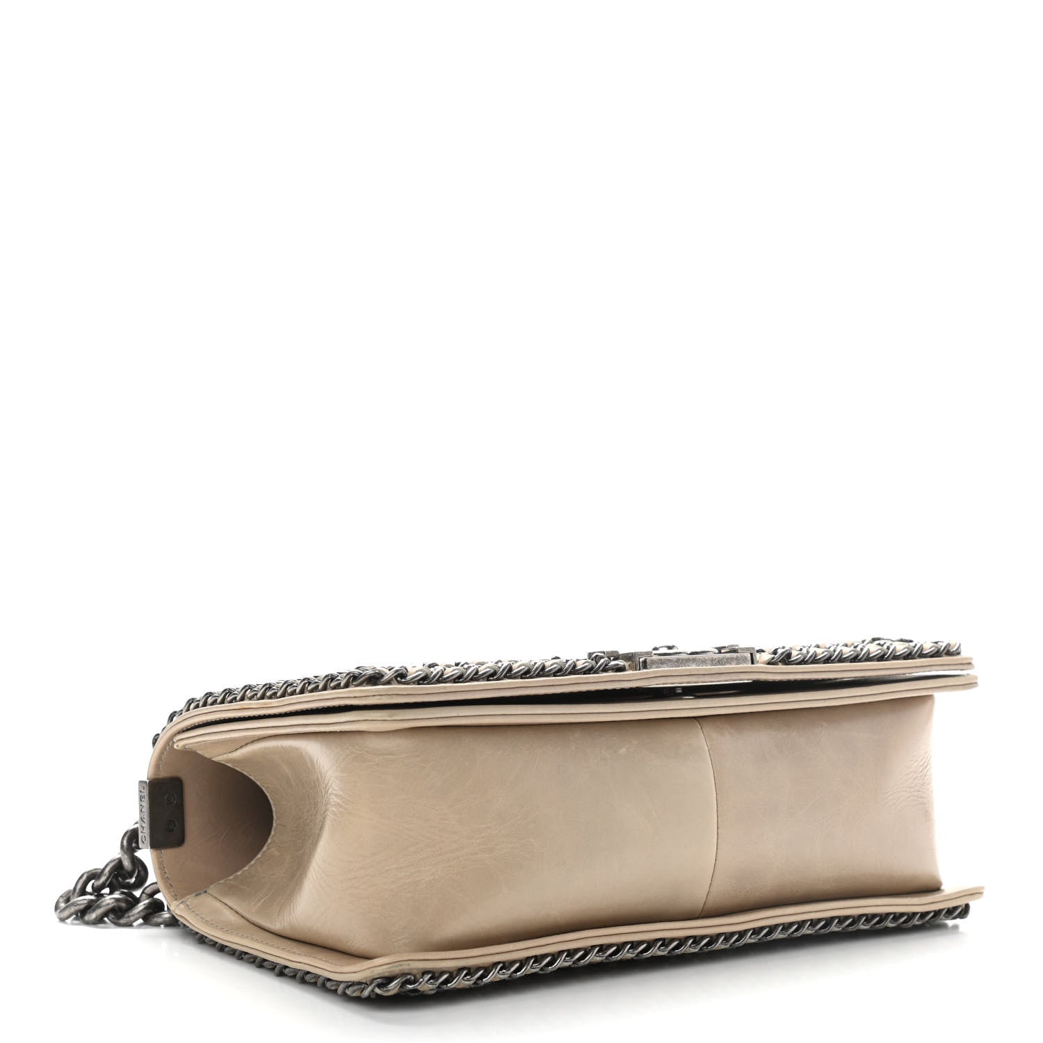 Chanel Glazed Calfskin Quilted Medium Boy Chained Flap Beige 3 of 9