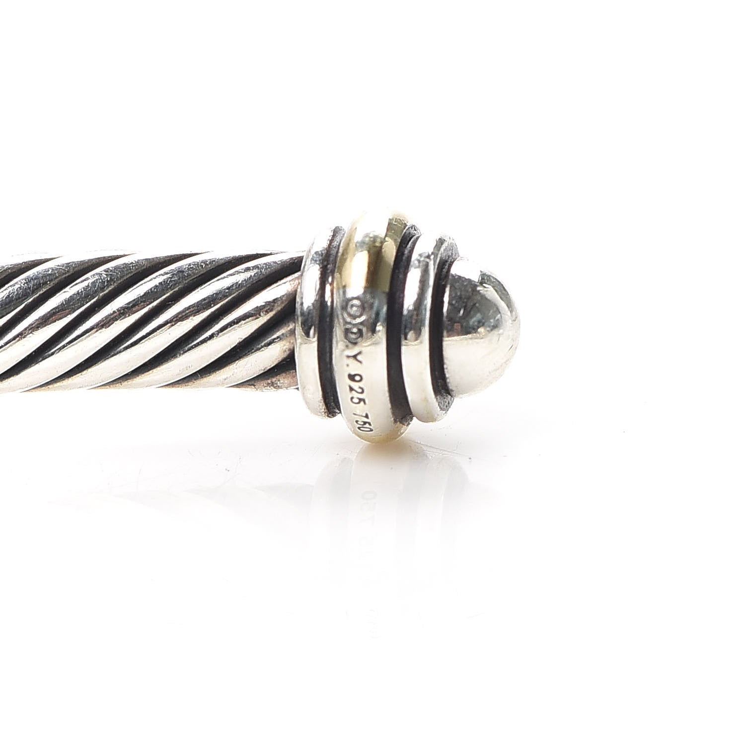 David Yurman Sterling Silver 18K Yellow Gold 4mm Cable Classics Bracelet 5 of 5