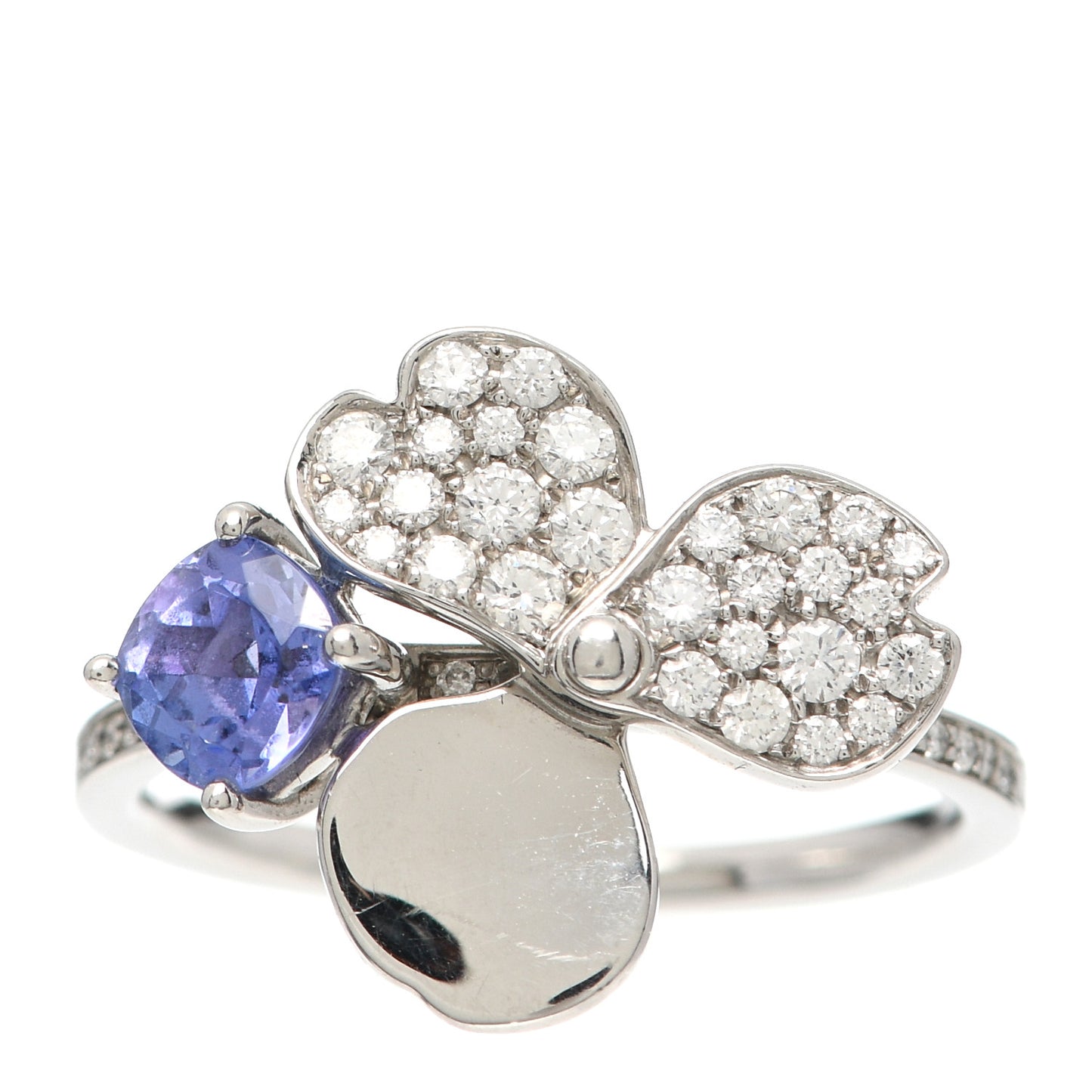 Platinum Diamond Tanzanite Paper Flowers Ring 52 6