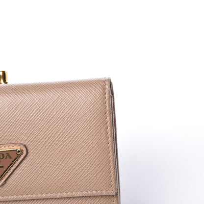 Prada Saffiano Kiss Lock Compact Wallet Cammeo 11 of 13