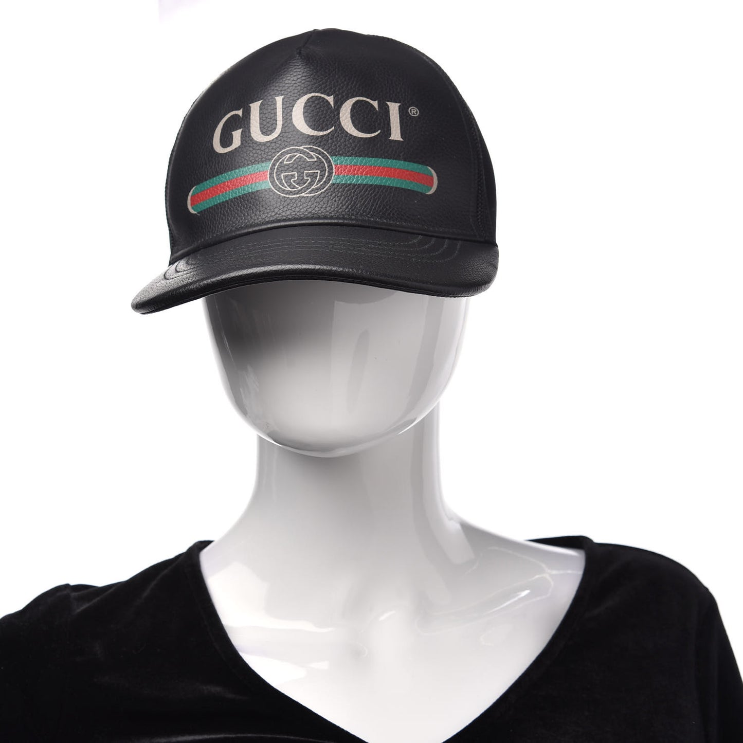 Grained Calfskin Logo Baseball Hat M 58 Black