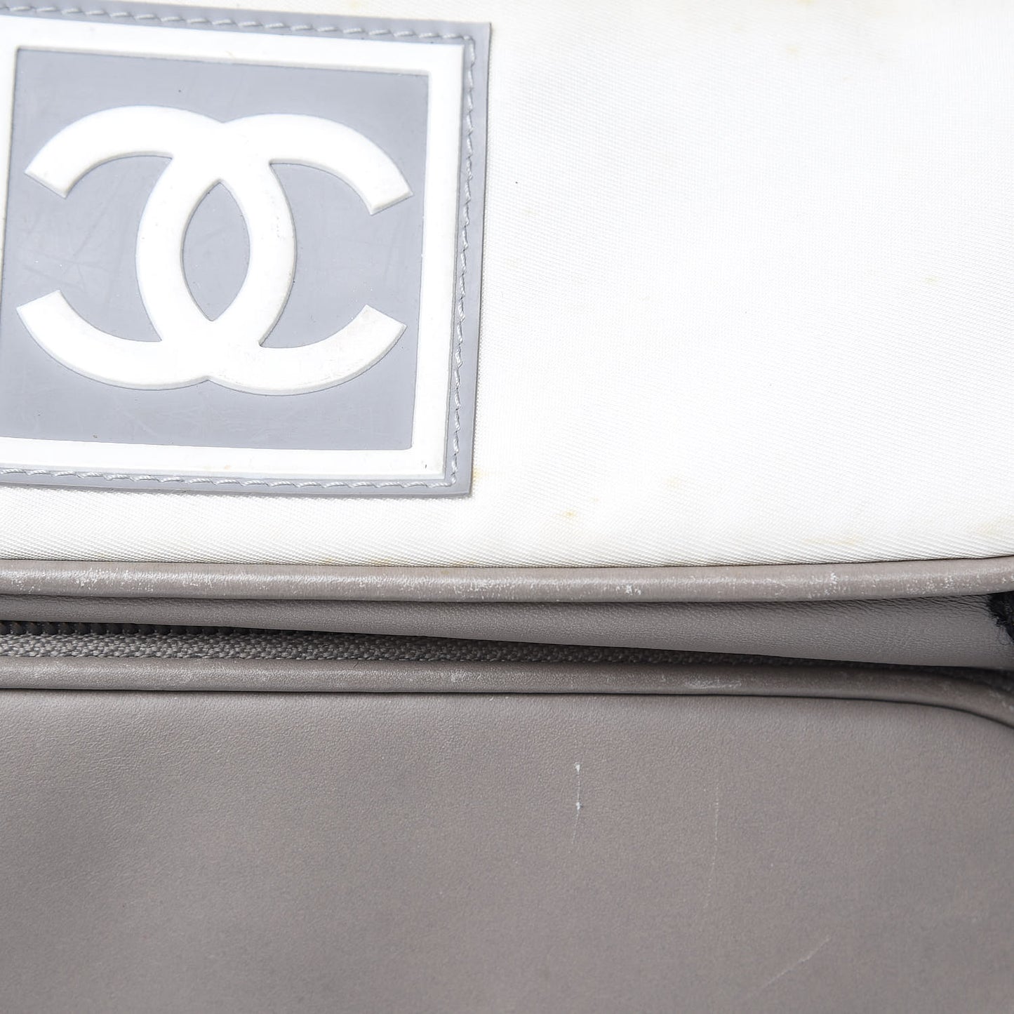 Nylon Calfskin CC Backpack White Gray