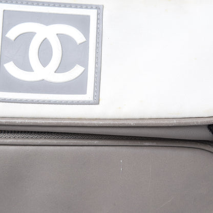Chanel Nylon Calfskin CC Backpack White Gray 23 of 25