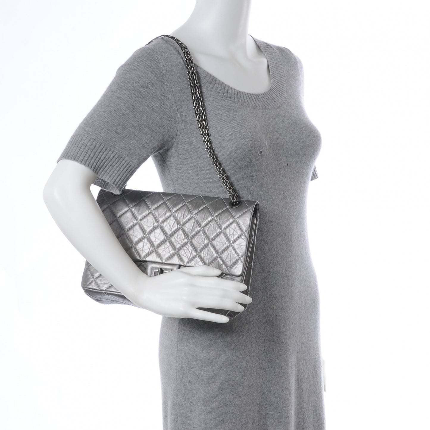 Aged Calfskin 2.55 Reissue 226 Jumbo Flap Silver