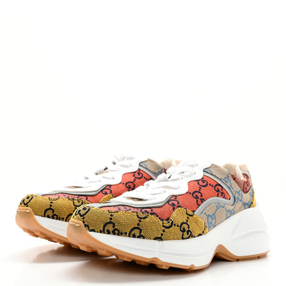 Gucci Monogram Multicolor Demetra Womens Rhyton Sneakers 36.5 Yellow Blue Great White Tabasco 3 of 10