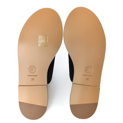 Chanel Velvet Chain Mule Sandals 36 Black 8 of 9