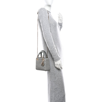 Christian Dior Suede Calfskin Stone And Beads Mini Lady Dior Grey 2 of 10