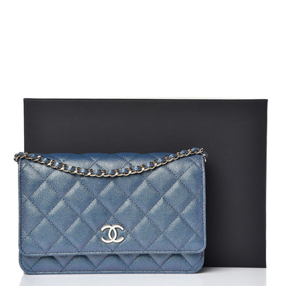 Chanel Iridescent Caviar Quilted Wallet On Chain WOC Dark Blue 11 of 11