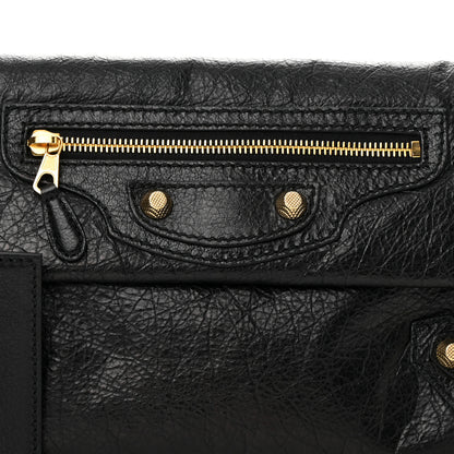 Balenciaga Agneau Giant 12 Gold Hardware Envelope Strap Clutch Black 9 of 13