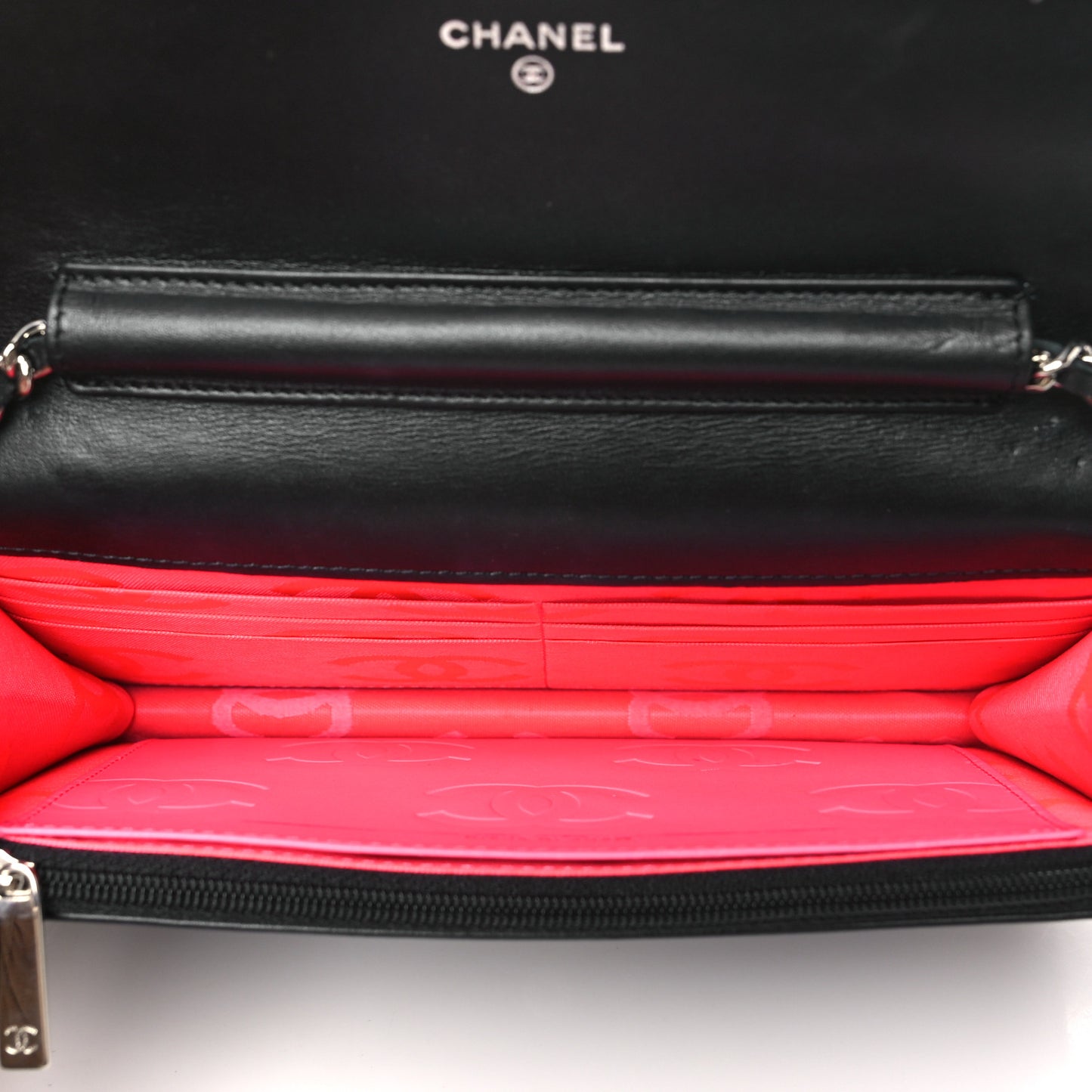Calfskin Quilted Cambon Wallet on Chain WOC Black