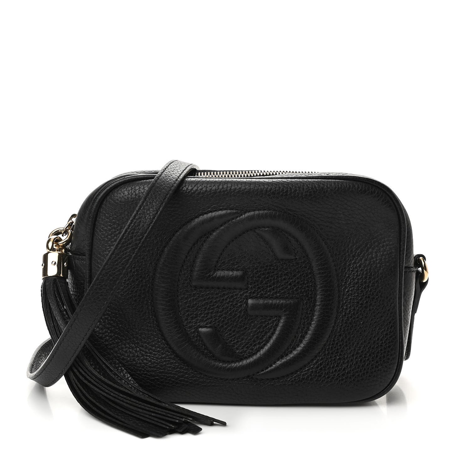 Pebbled Calfskin Small Soho Disco Bag Black