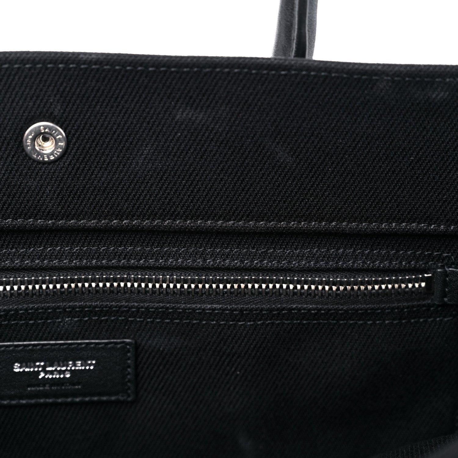 Saint Laurent Linen Calfskin Rive Gauche Tote Black 11 of 11