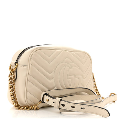Gucci Calfskin Matelasse Small GG Marmont Chain Shoulder Bag White 3 of 12