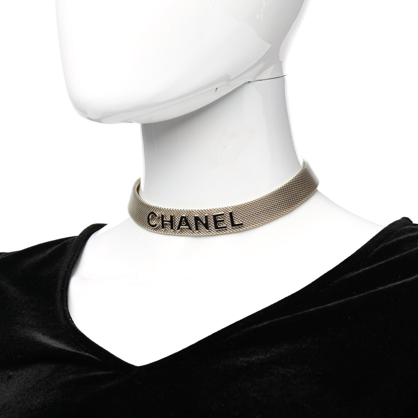 Mesh Ribbon Choker Necklace Gold