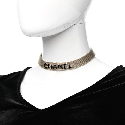 Chanel Mesh Ribbon Choker Necklace Gold 2 of 4