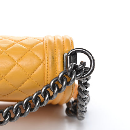 Chanel Lambskin Quilted Medium Boy Flap Yellow 21 of 22