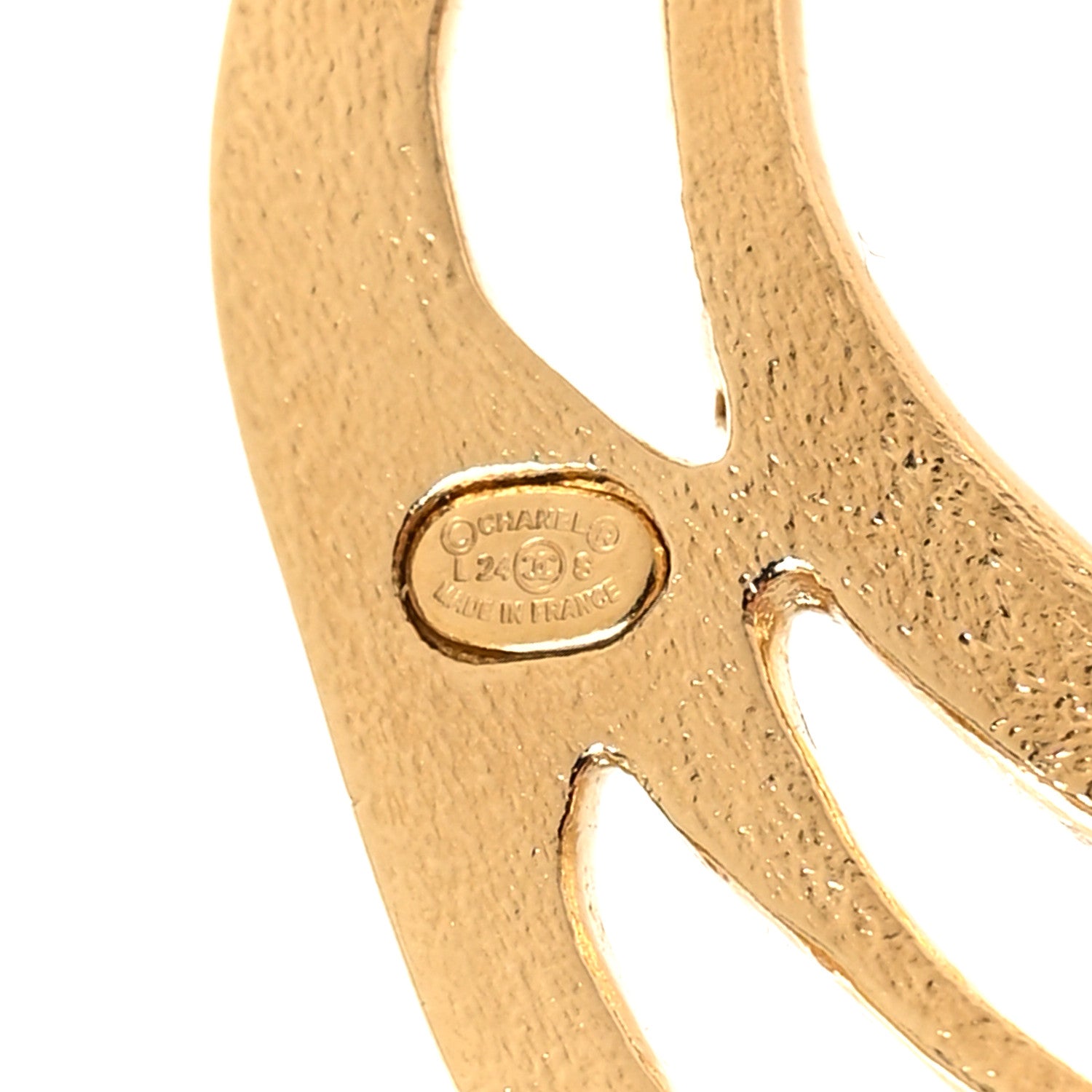 Chanel Crystal CC Diamantes Hoop Earrings Gold 4 of 5