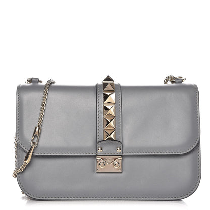 Valentino Garavani Vitello Medium Glam Lock Rockstud Flap Light Stone 1 of 7