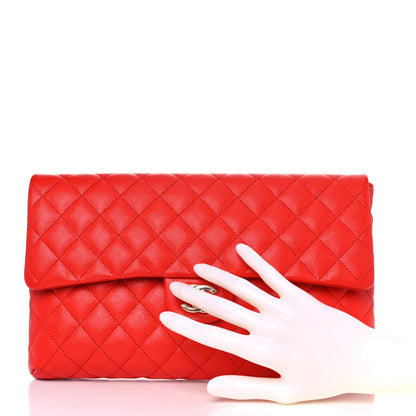 Chanel Caviar Quilted Flap Clutch Red 2 of 7