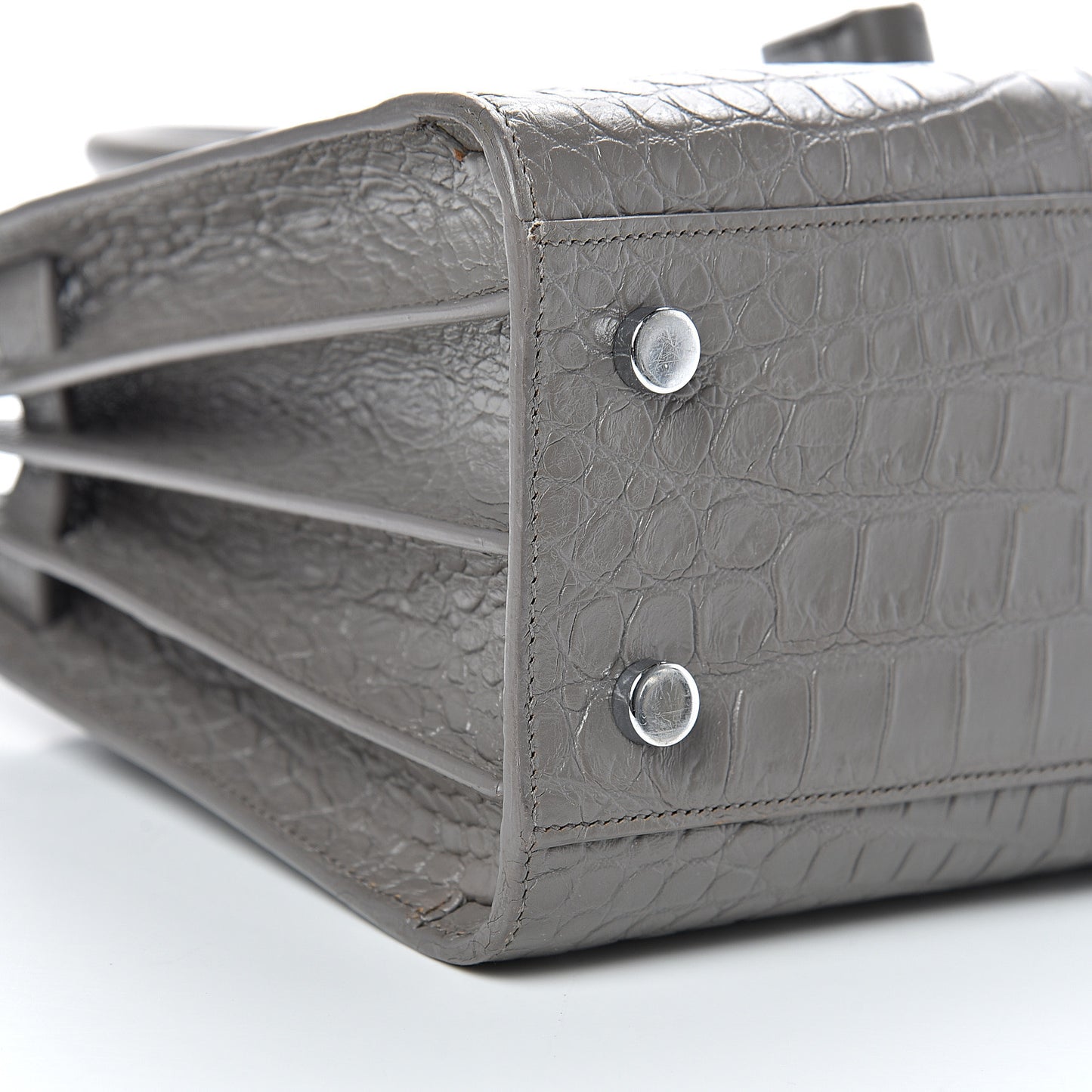 Calfskin Crocodile Embossed Baby Sac De Jour Fog