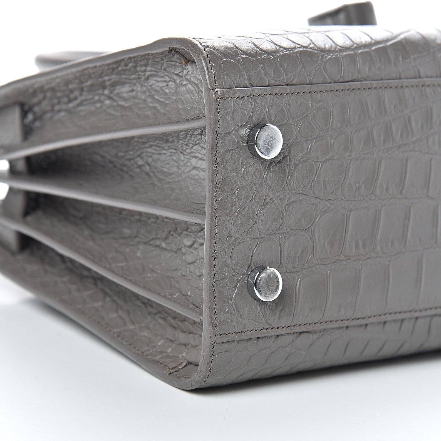 Saint Laurent Calfskin Crocodile Embossed Baby Sac De Jour Fog 8 of 23
