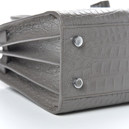 Saint Laurent Calfskin Crocodile Embossed Baby Sac De Jour Fog 8 of 23