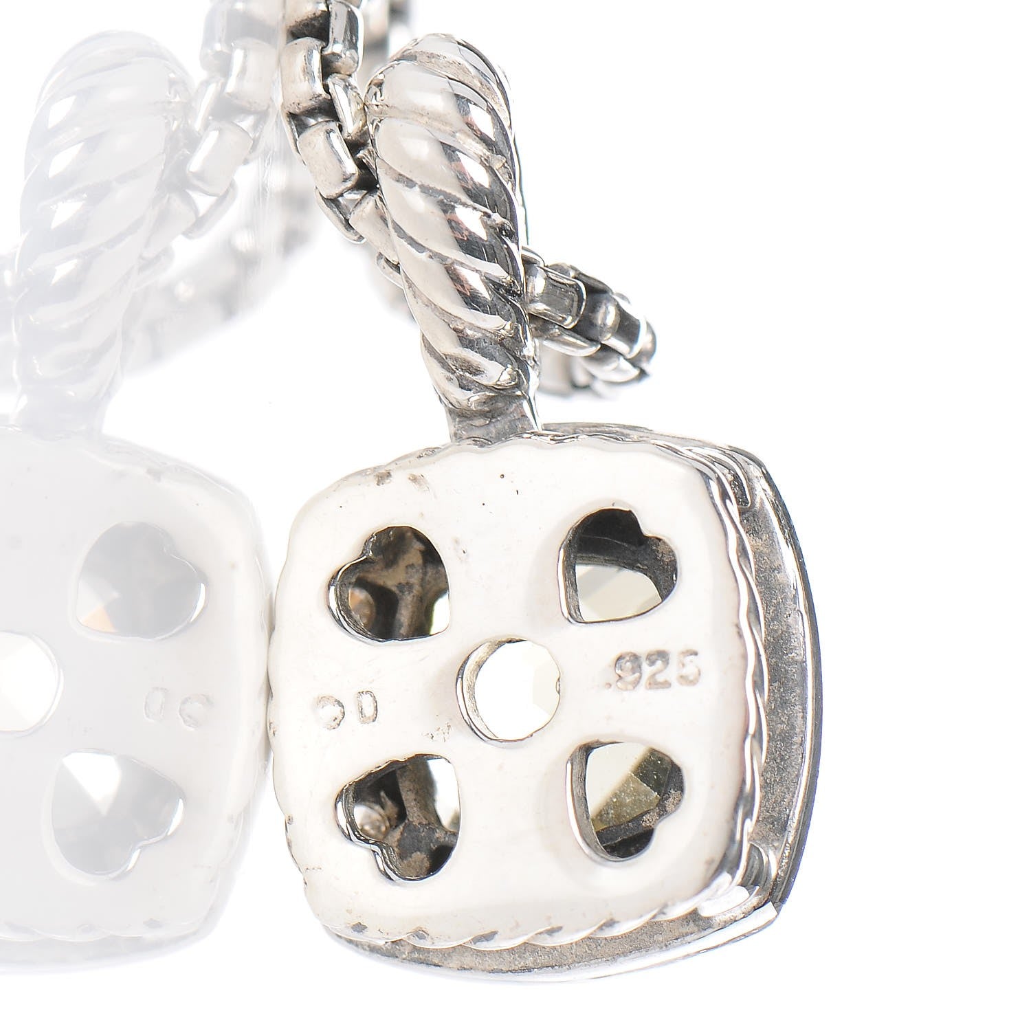 David Yurman Sterling Silver Diamond Prasiolite 7mm Petite Albion Pendant Necklace 7 of 7