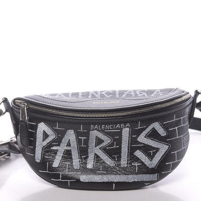 Balenciaga Agneau Arena Graffiti All Over XXS Souvenir Belt Bag Black White 8 of 10