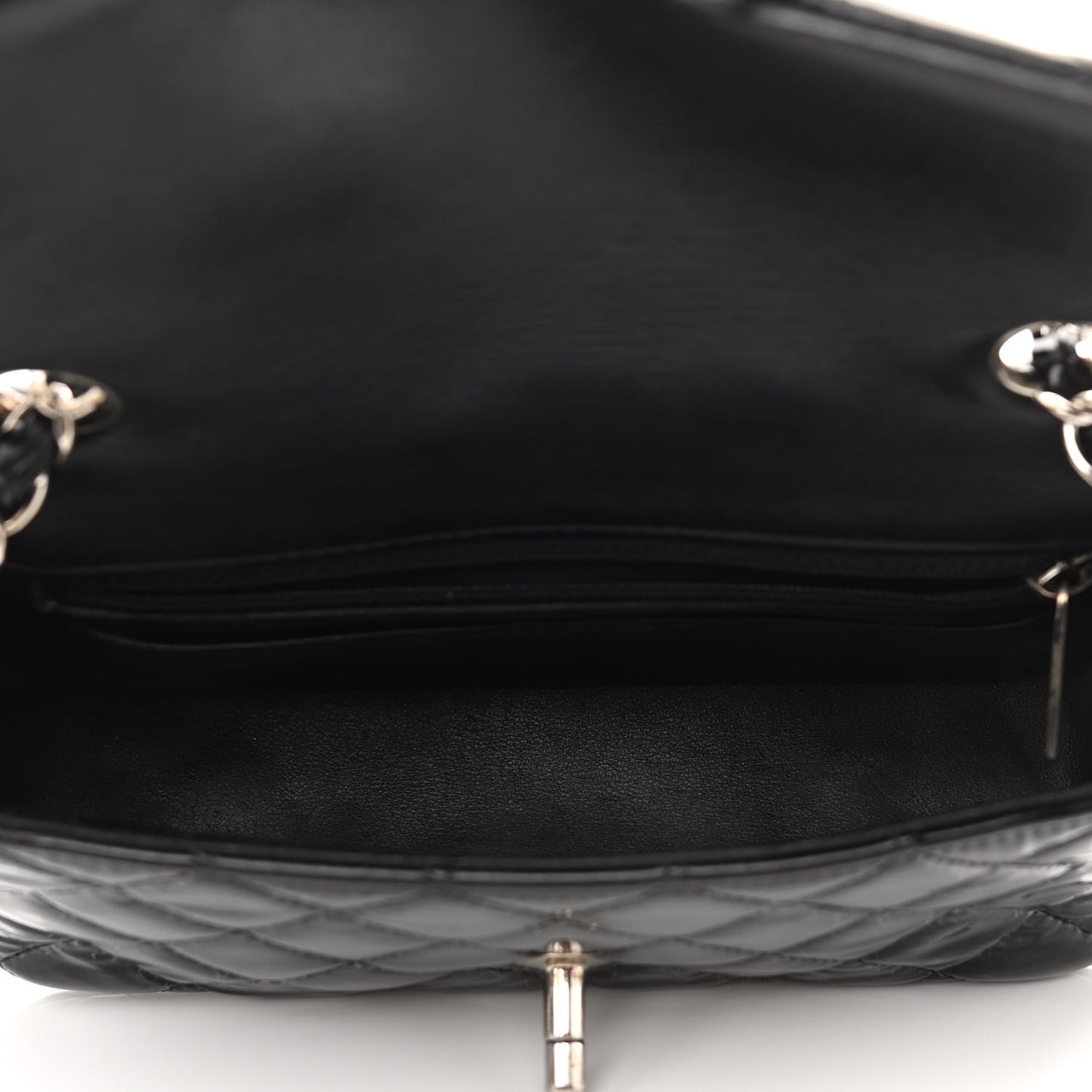 Patent Calfskin Quilted Mini Rectangular Flap Black