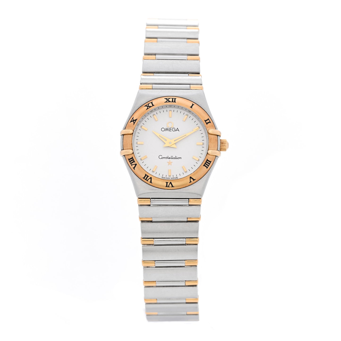 Stainless Steel 18K Yellow Gold 22mm Constellation Quartz Watch White 1362.30