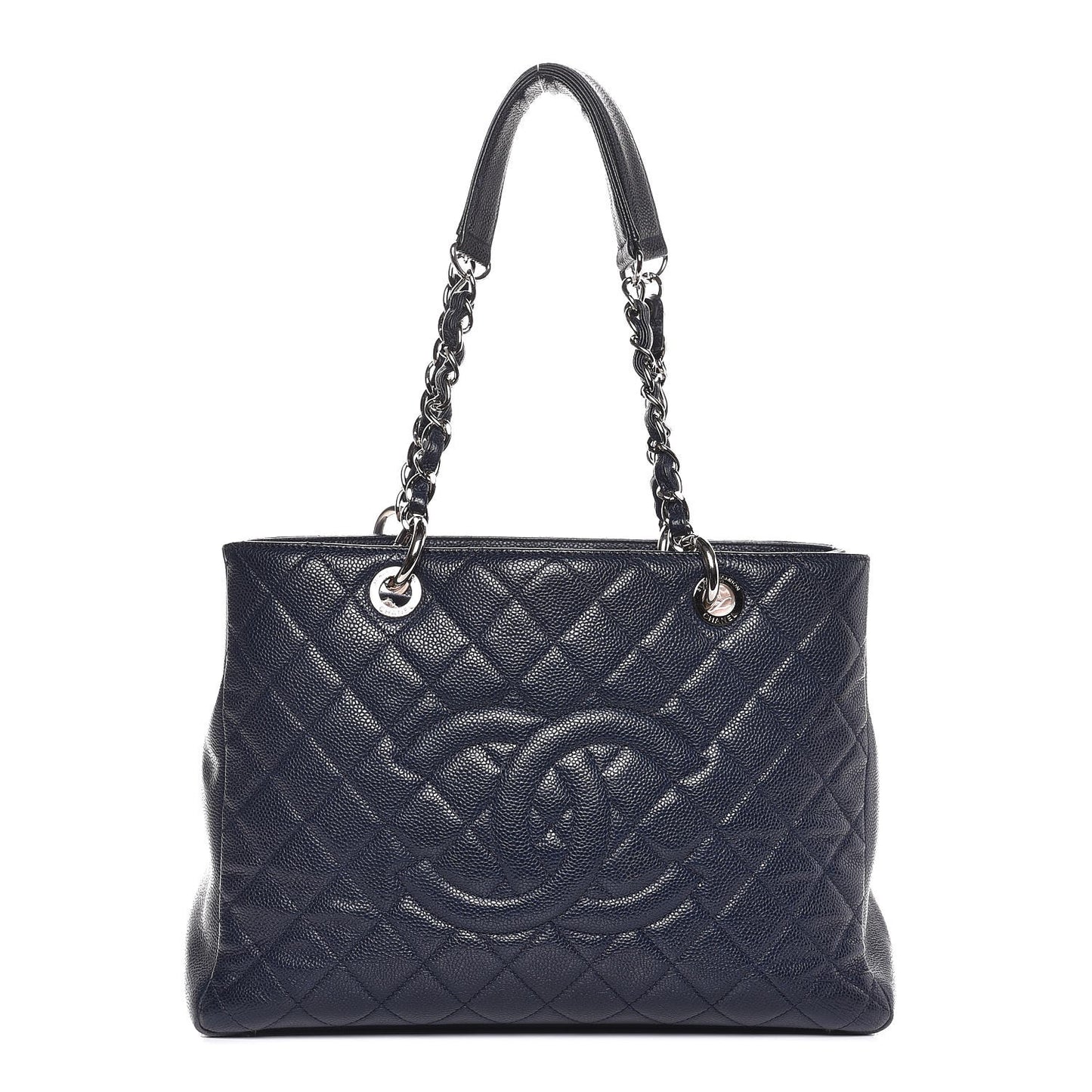 Caviar Quilted Grand Shopping Tote GST Dark Navy Blue
