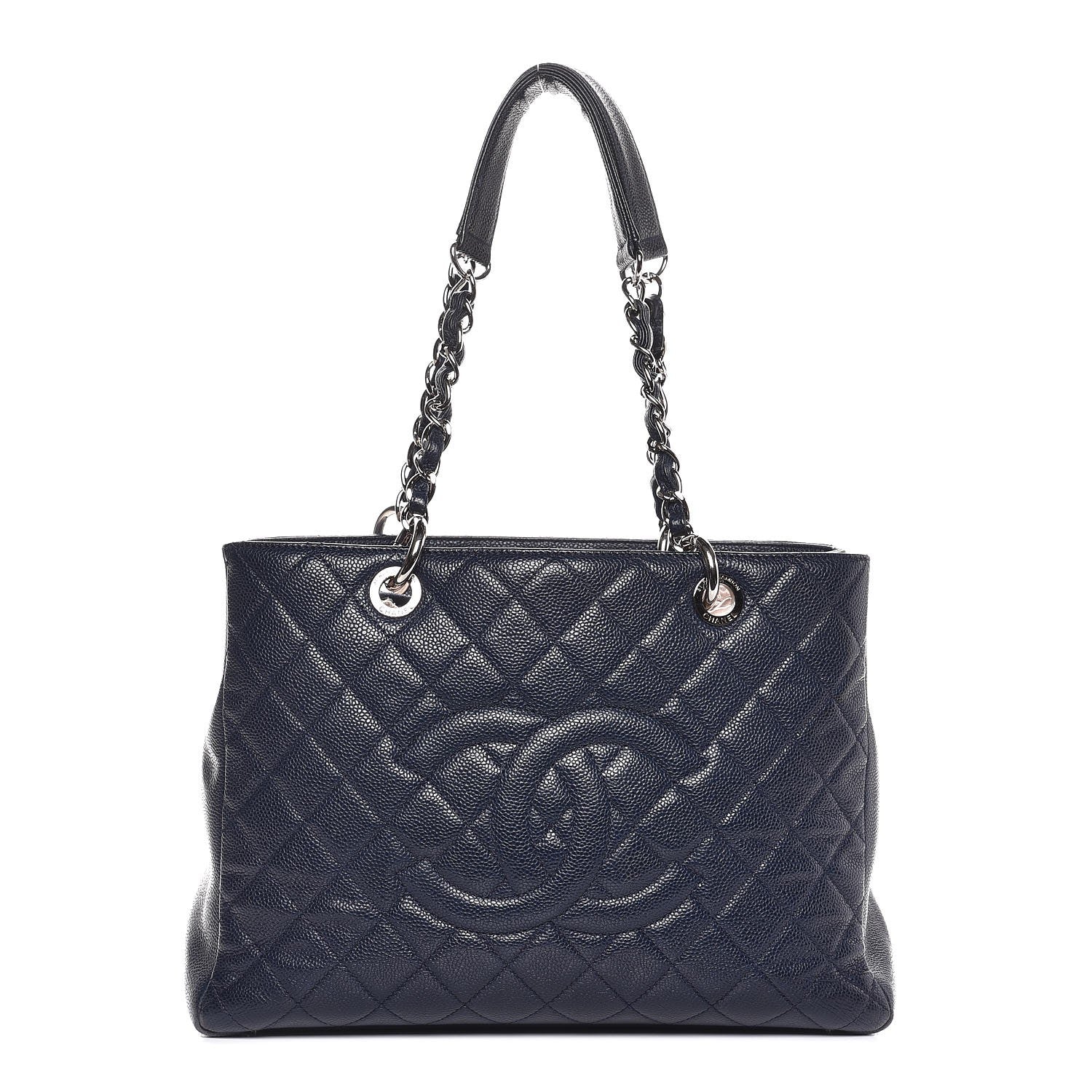 Chanel Caviar Quilted Grand Shopping Tote GST Dark Navy Blue 1 of 7