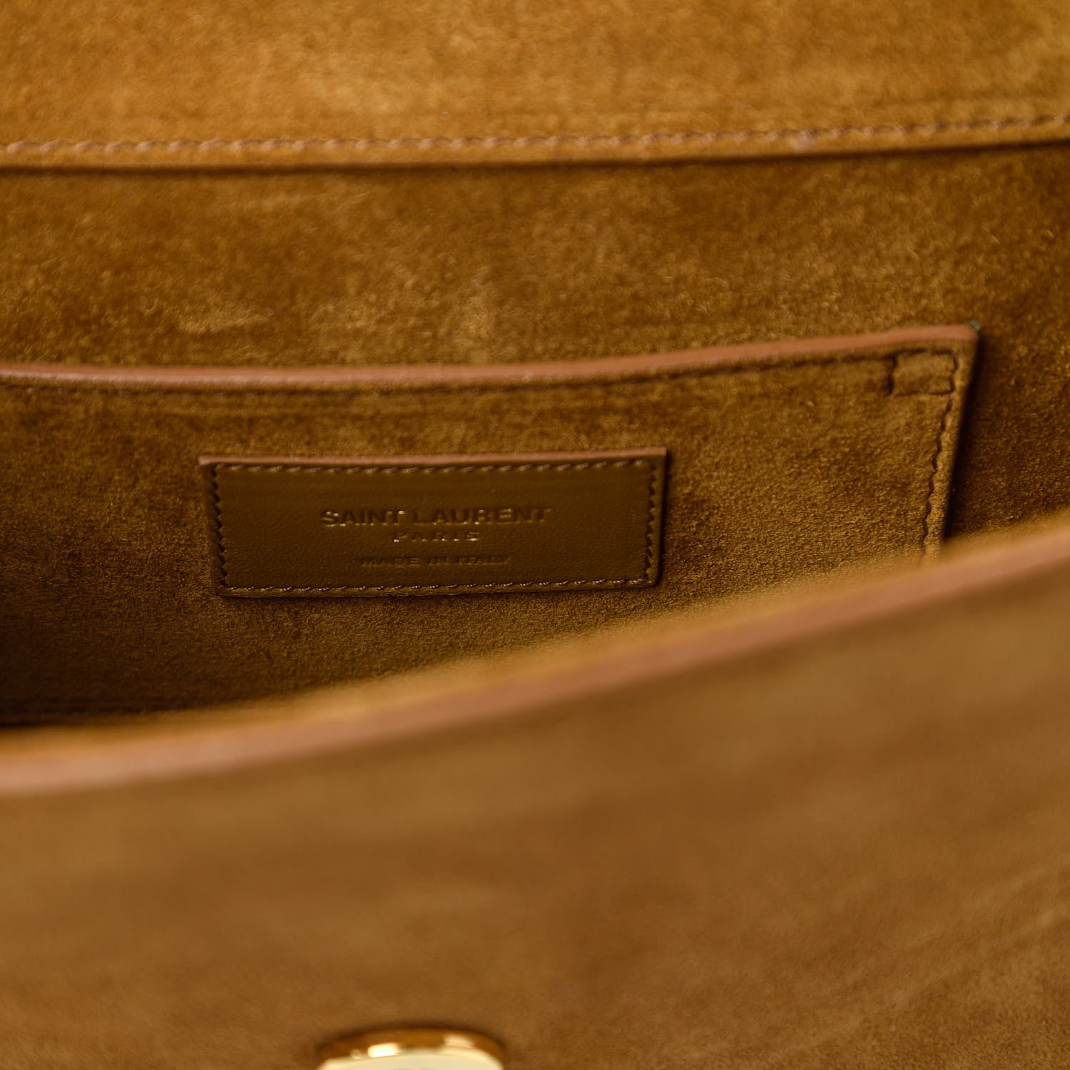 Saint Laurent Suede Fringe Baby Monogram Satchel Light Ocre 8 of 10