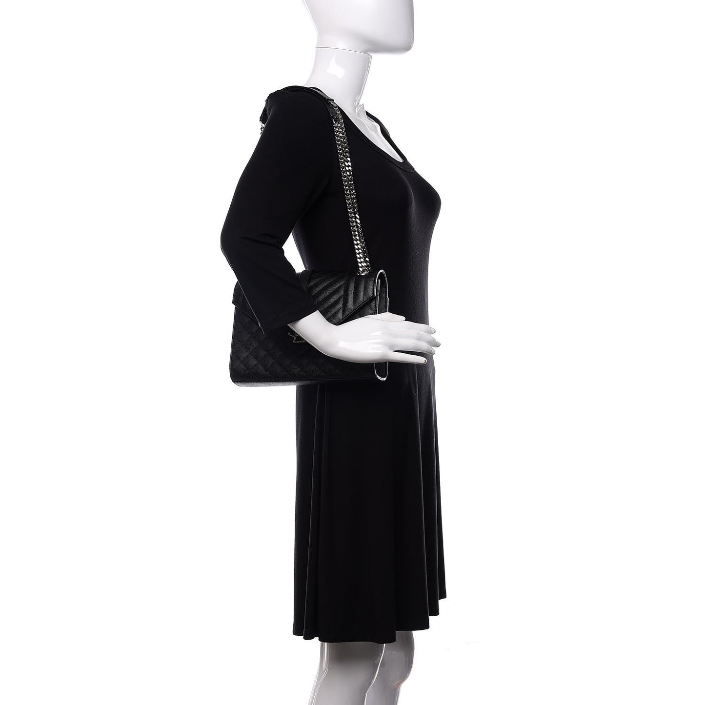 Grain De Poudre Textured Mixed Matelasse Triquilt Medium Monogram Satchel Black