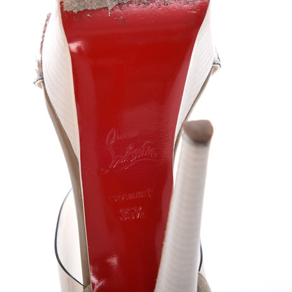 Christian Louboutin Metallic Snakeskin PVC Dufoura 140 Platform Sandals 35.5 Smoke 8 of 20