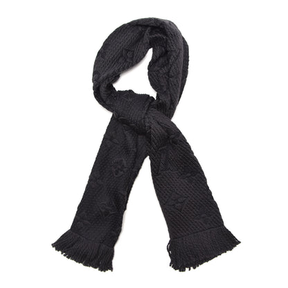 Louis Vuitton Wool Silk Logomania Scarf Black 1 of 4