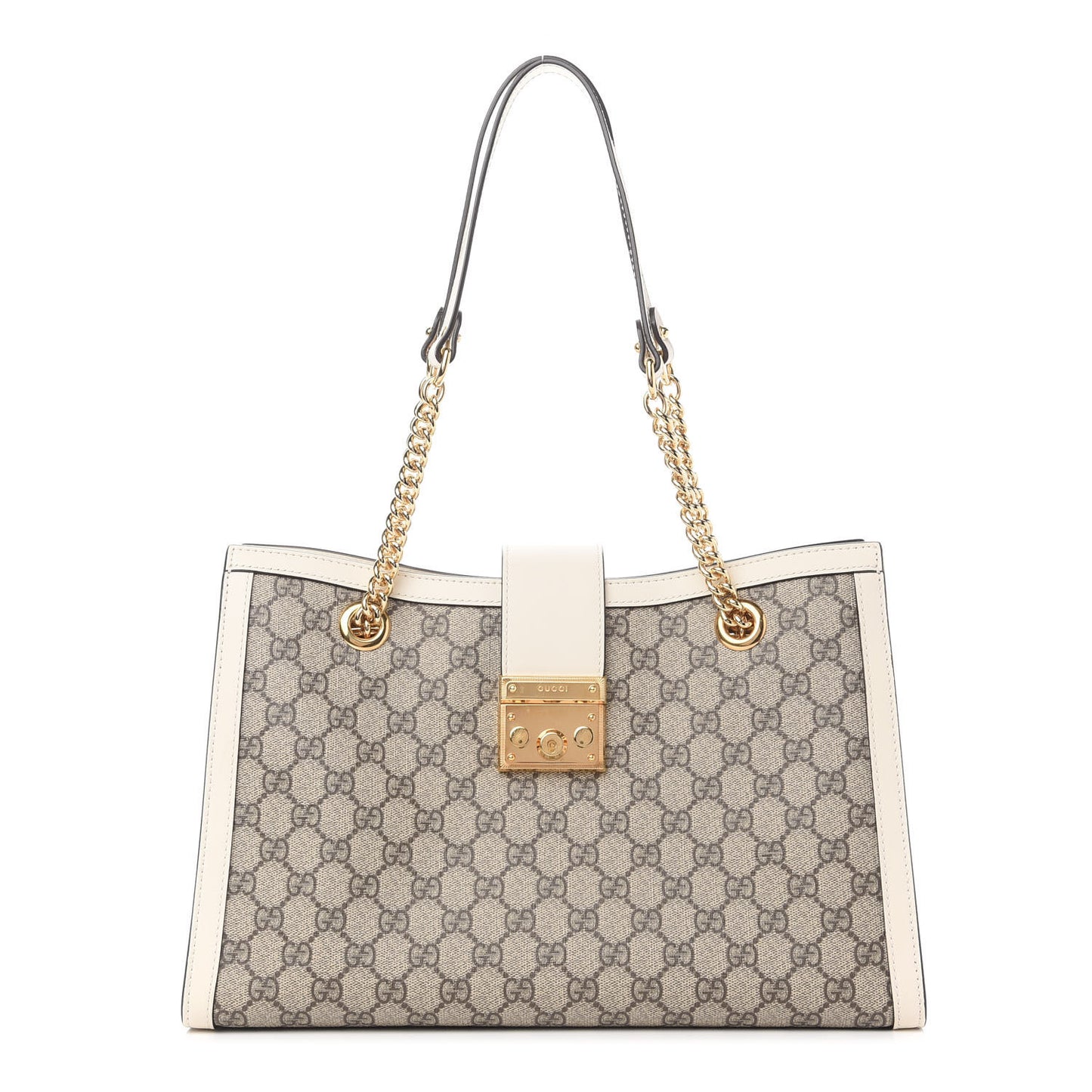 GG Supreme Monogram Medium Padlock Tote White