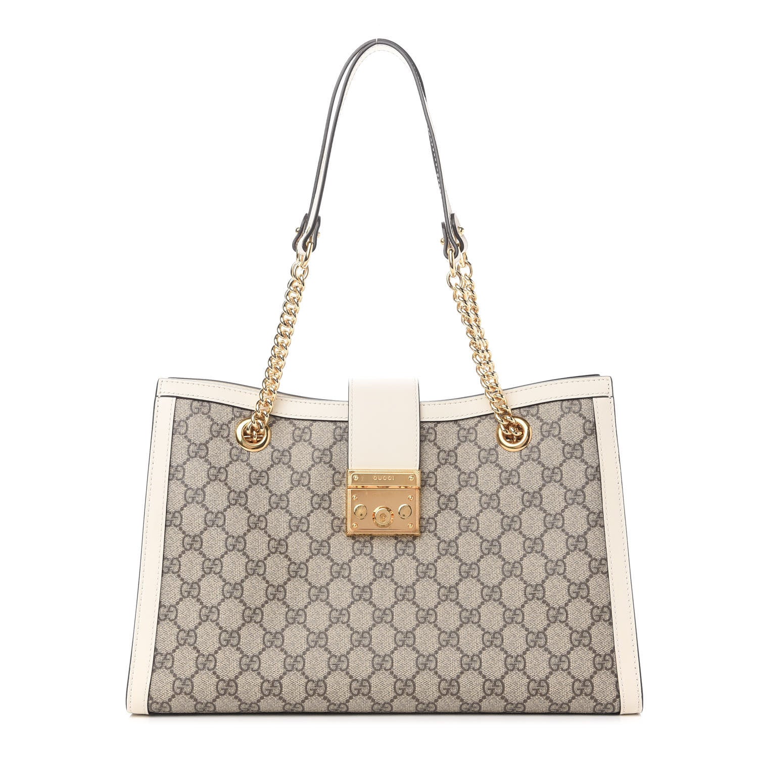 Gucci GG Supreme Monogram Medium Padlock Tote White 1 of 12