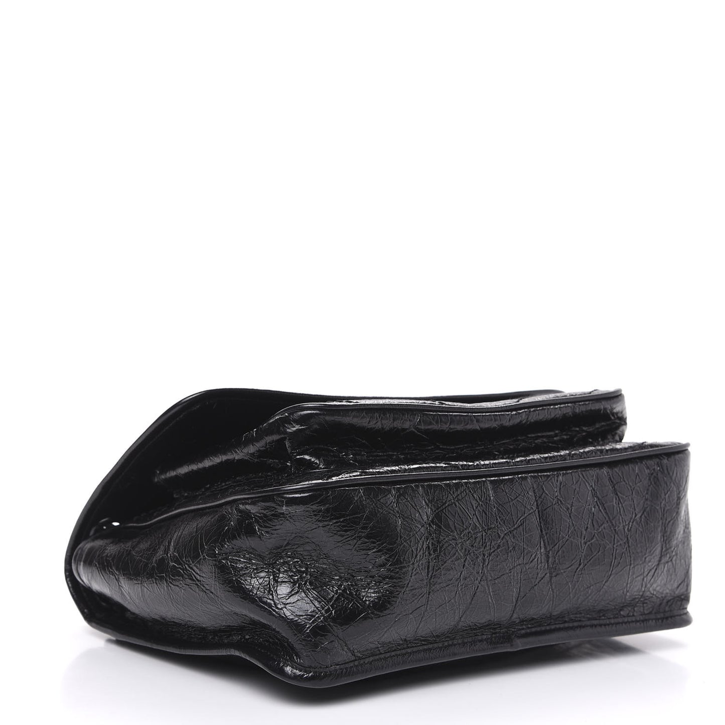 Crinkled Calfskin Matelasse Monogram Medium Niki Chain Satchel Black