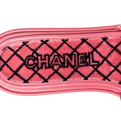 Chanel Shearling Quilt Print Quilt CC Mules 38 Pink 7 of 8