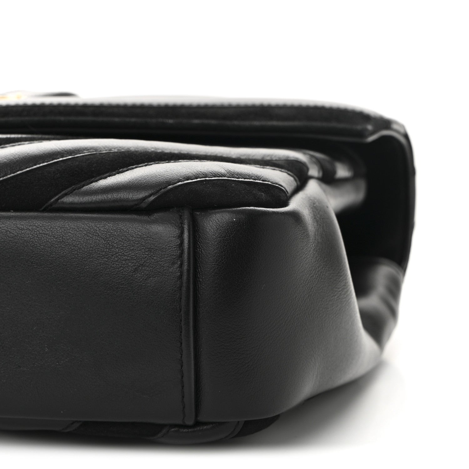 Saint Laurent Calfskin Suede Matelasse Chevron Monogram Medium College Bag Black 10 of 10