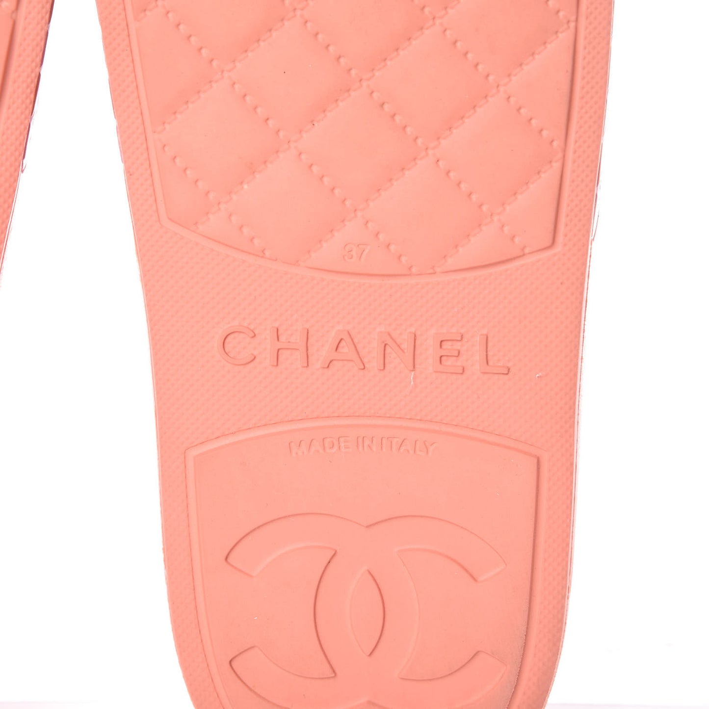 Rubber CC Flat Slide Sandals 37 Orange Pink
