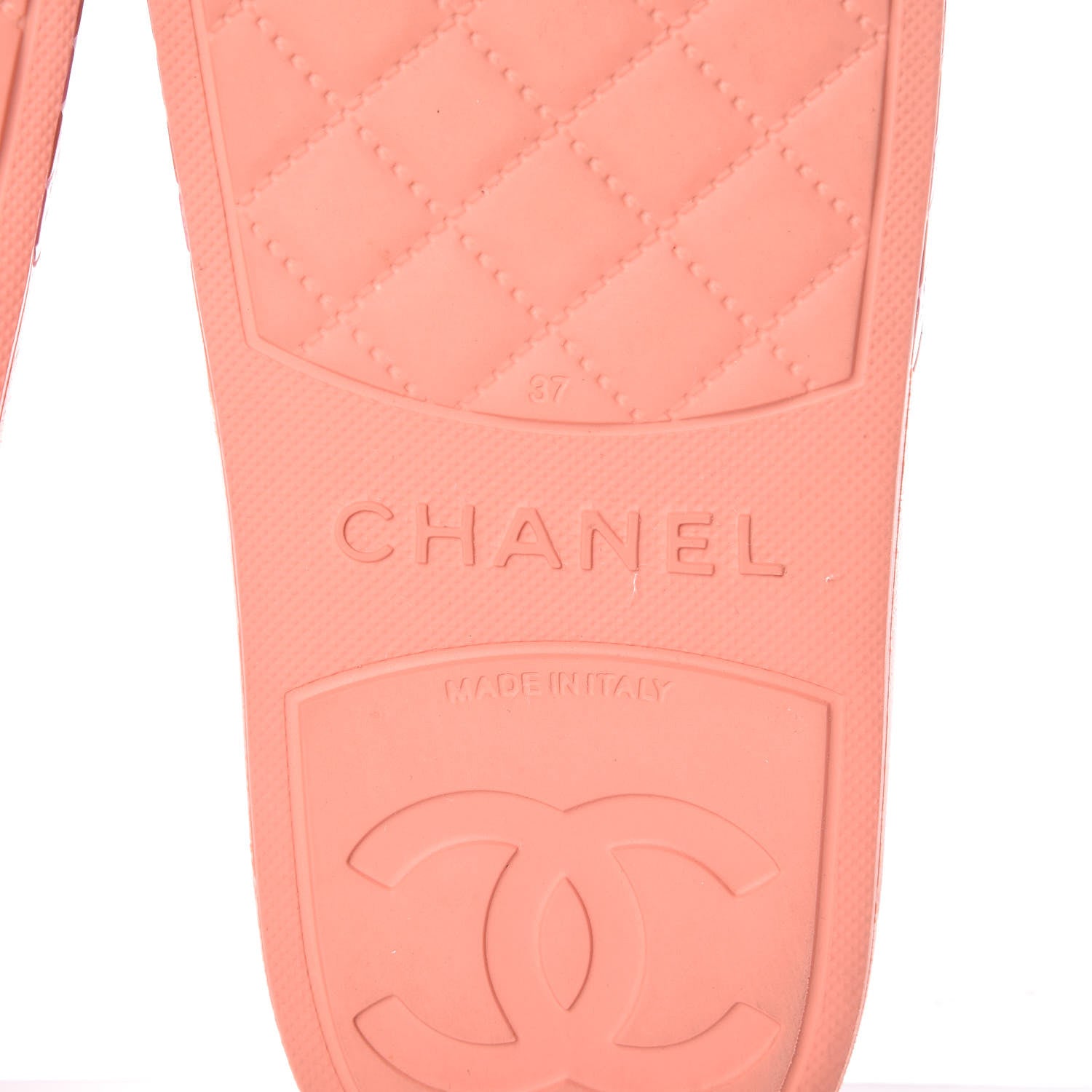 Chanel Rubber CC Flat Slide Sandals 37 Orange Pink 8 of 13