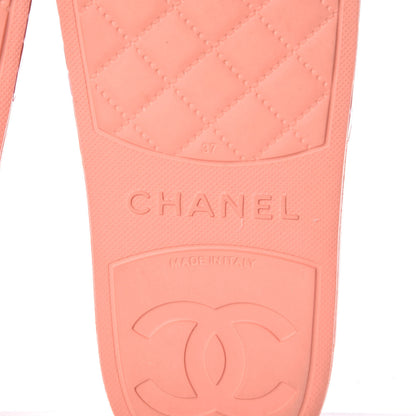 Chanel Rubber CC Flat Slide Sandals 37 Orange Pink 8 of 13