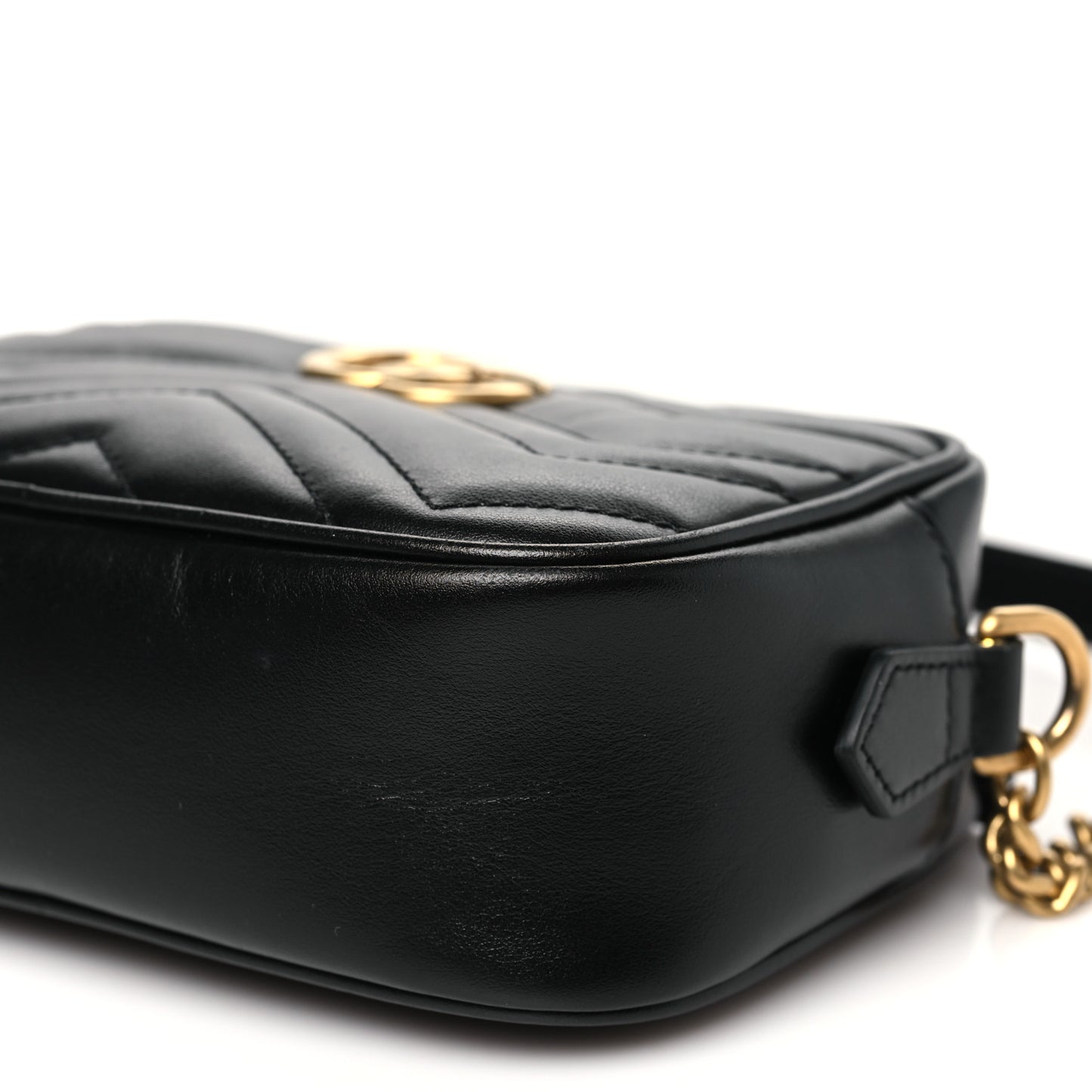 Calfskin Matelasse Mini GG Marmont Chain Shoulder Bag Black